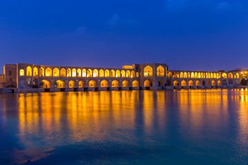 Fototapeta na wymiar The ancient Khaju Bridge, (Pol-e Khaju), in Isfahan, Iran