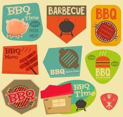 Retro BBQ stickers collection