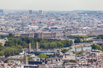 Fototapeta na wymiar Aerial view of Paris Cityscape and Seine River