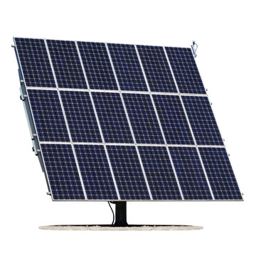 Solar panel isolated on white background. Photovoltaic module with base.