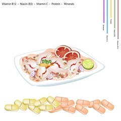 Thai Spicy Shrimp Salad with Vitamin B12, B3 and Vitamin C