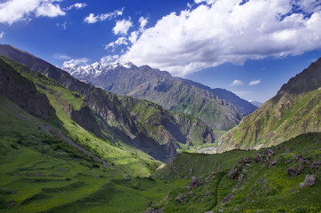 Fototapeta na wymiar View on beautiful caucasian mountains