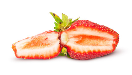 Cut in ripe juicy strawberries