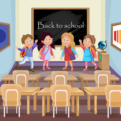 Illustration of kids in classroom in the school
