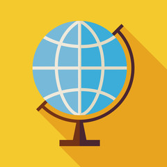 Vector Flat Geography World Globe Illustration with long Shadow