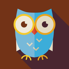 Vector Flat Knowledge and Education Owl Illustration with long Shadow