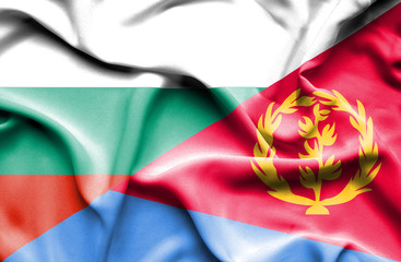 Fototapeta premium Waving flag of Eritrea and Bulgaria