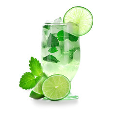 Mojito cocktail on white background