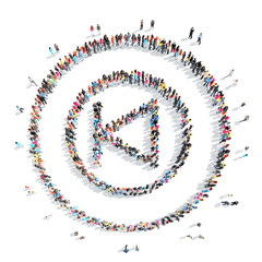 people in the shape of sign rewinding.