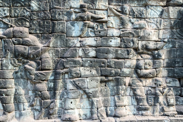 Fototapeta premium Bas-relief on the wall, Angkor, Cambodia