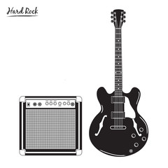 electric guitar and combo amp, hard rock