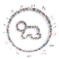  people in the shape of a baby.