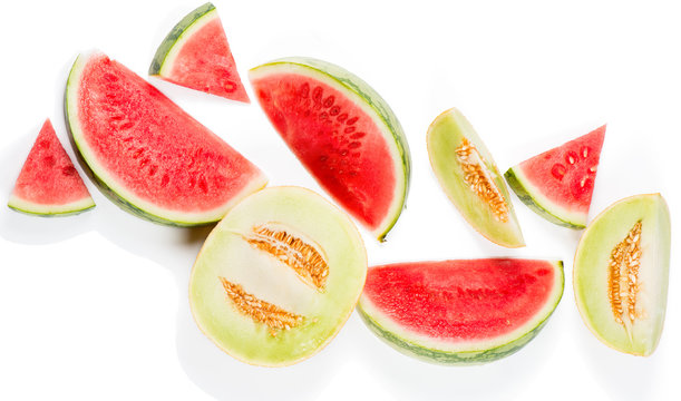  Watermelon and melon, top view