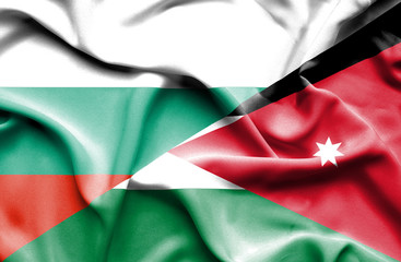 Waving flag of Jordan and Bulgaria