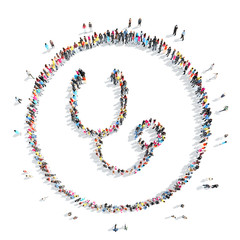 people in the shape of a medical stethoscope.