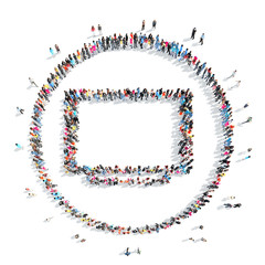 people in the shape of a computer.