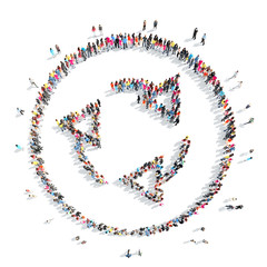 people in the shape of a magnifying glass.