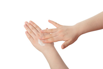 white lotion on a hand