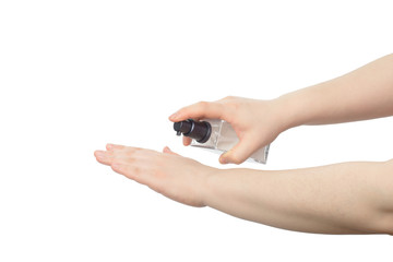 Fototapeta premium hand hold sqaure lotion bottle