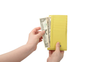 hand took some bills out of a wallet