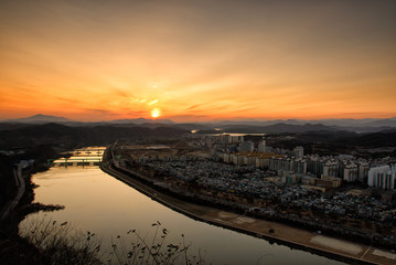 sunset of JINJU city