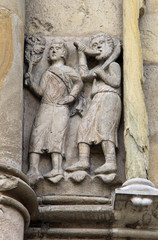 suonatore di corno; bassorilievo del Duomo di Fidenza