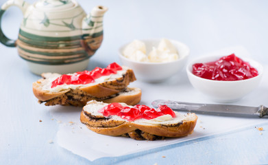 Sandwiches with fresh red currant jam