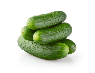 Fresh Cucumbers on white