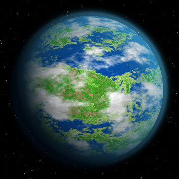 Illustration of fantasy Earth like planet
