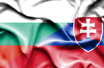 Waving flag of Slovakia and Bulgaria