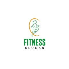Fitness lady gymnastic logo template