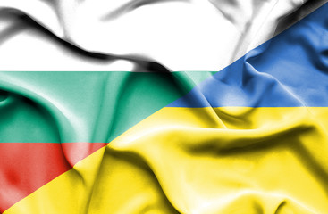 Waving flag of Ukraine and Bulgaria