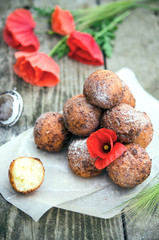 Freshly baked cheese donuts 