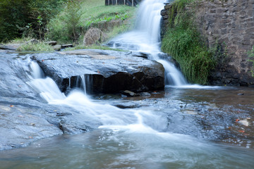 Waterfall on rocks below