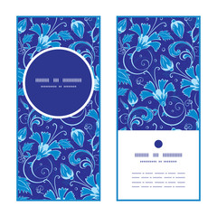 Vector dark blue turkish floral vertical round frame pattern