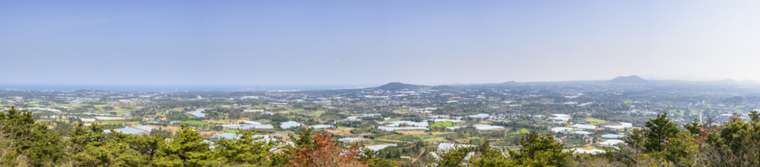 Fototapeta na wymiar Landscape view from the top of Jeoji Oreum