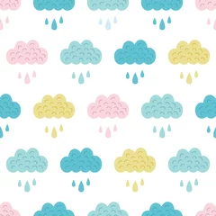 Foto op Plexiglas Vector Fun Colorful Clouds Seamless Pattern © Oksancia