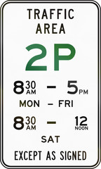 Australian road sign: Parking with time restriction - 2 Hours
