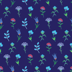 Vector Geometric Growing Flowers Seamless Pattern