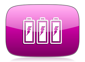 battery violet icon power sign