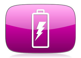 Fototapeta premium battery violet glossy web icon