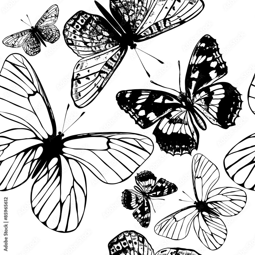 Aufkleber vector seamless wallpaper pattern with butterflies for design