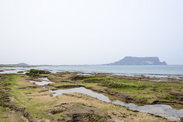 Landscape of Gwangchigi beach with Seongsan Ilchulbong.