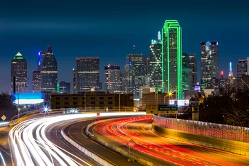 Papier Peint photo autocollant construction de la ville Dallas skyline by night