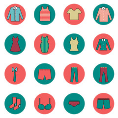 cloth and fashion icons set vector illustration