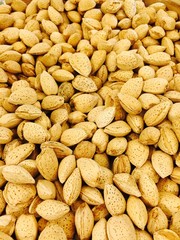Almond nuts in shells, healthy snack