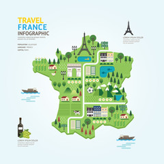 Infographic travel and landmark france map shape template design © Feelplus Creator