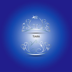 Decorative tiara beautiful shining in blue background, vector illustration.