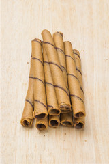 Waffle rolls flavored coffee.