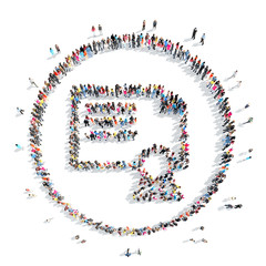 people in the shape of badges.